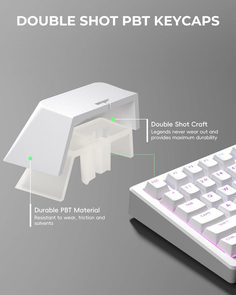 SDYZ أزرار مفاتيح PBT مزدوجة الشوط x XVX 60 75 100 بالمئة - أزرار مضيئة، لأجهزة الكمبيوتر الميكانيكية، مجموعة كاملة من 131 مفتاح، تصميم OEM، مضيئة - بيضاء - Image 4